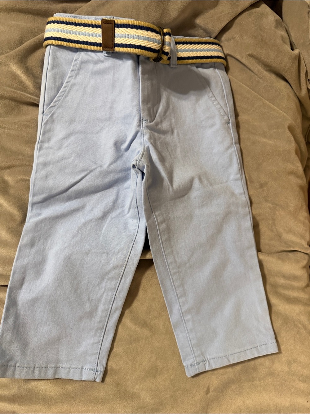 Gymboree Pale Blue Boys’ Cotton Chinos with Striped Belt